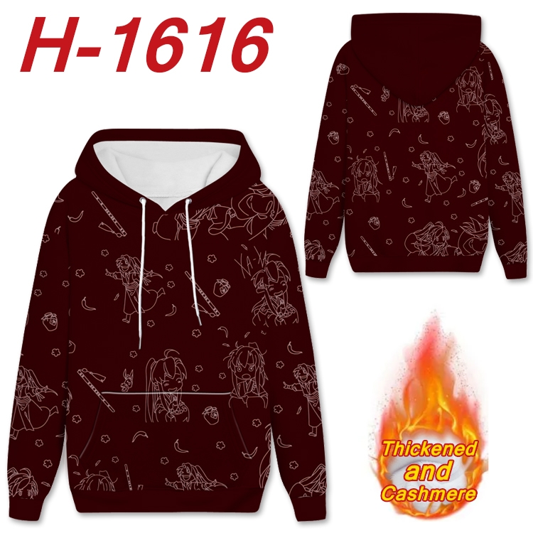 The wizard of the de Anime Full Color plus velvet padded pullover hooded sweater from S to 4XL H-1616