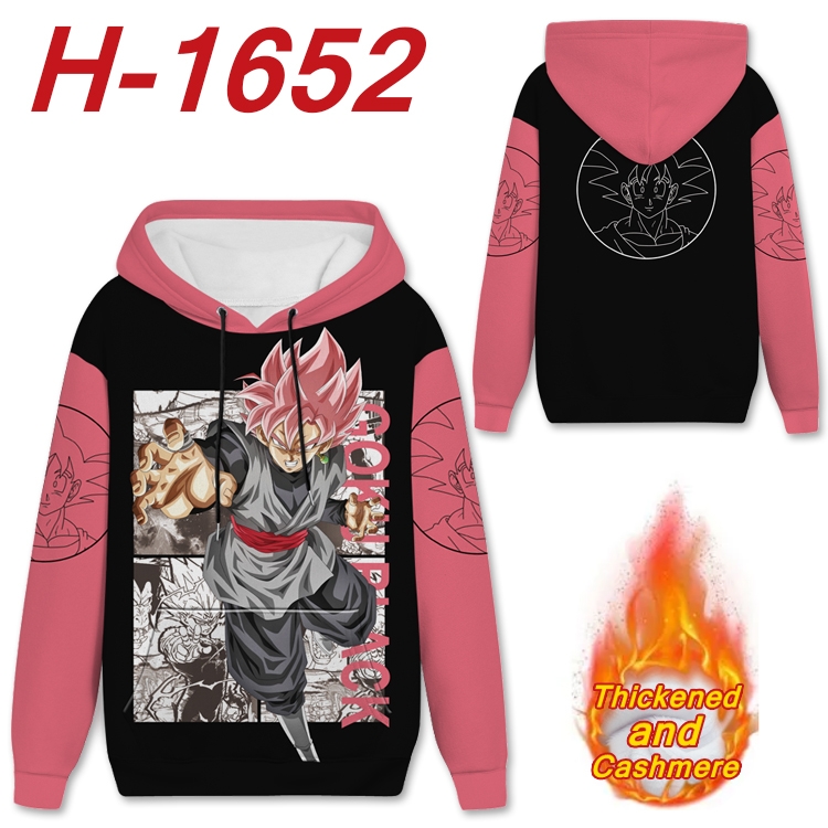 DRAGON BALL Anime Full Color plus velvet padded pullover hooded sweater from S to 4XL  H-1652