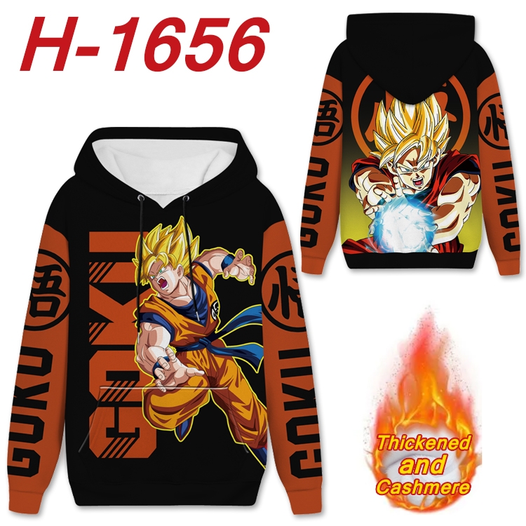 DRAGON BALL Anime Full Color plus velvet padded pullover hooded sweater from S to 4XL H-1656