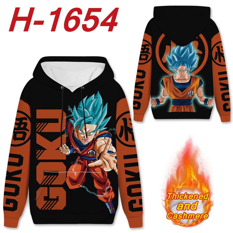 DRAGON BALL Anime Full Color plus velvet padded pullover hooded sweater from S to 4XL H-1654