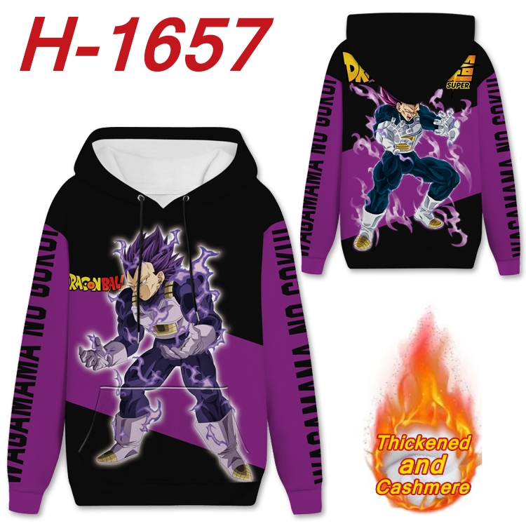 DRAGON BALL Anime Full Color plus velvet padded pullover hooded sweater from S to 4XL  H-1657