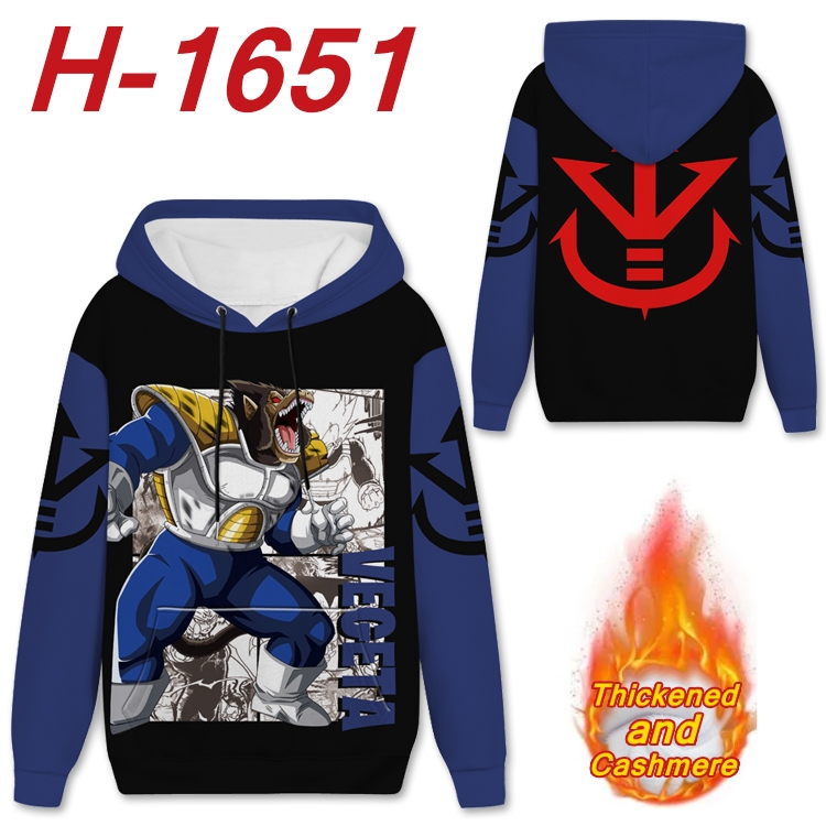 DRAGON BALL Anime Full Color plus velvet padded pullover hooded sweater from S to 4XL H-1651