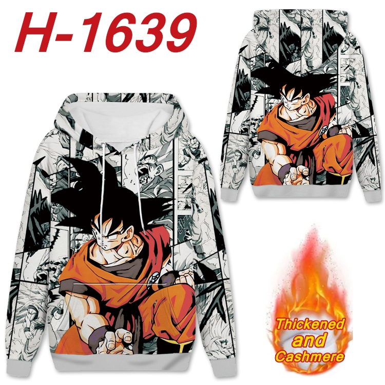 DRAGON BALL Anime Full Color plus velvet padded pullover hooded sweater from S to 4XL  H-1639