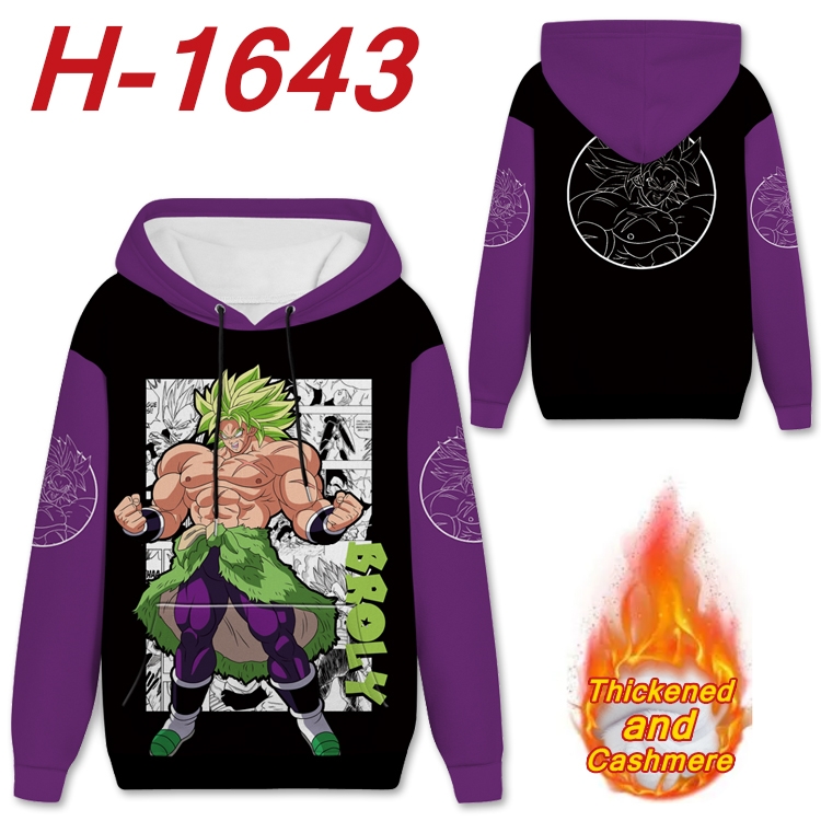 DRAGON BALL Anime Full Color plus velvet padded pullover hooded sweater from S to 4XL  H-1643