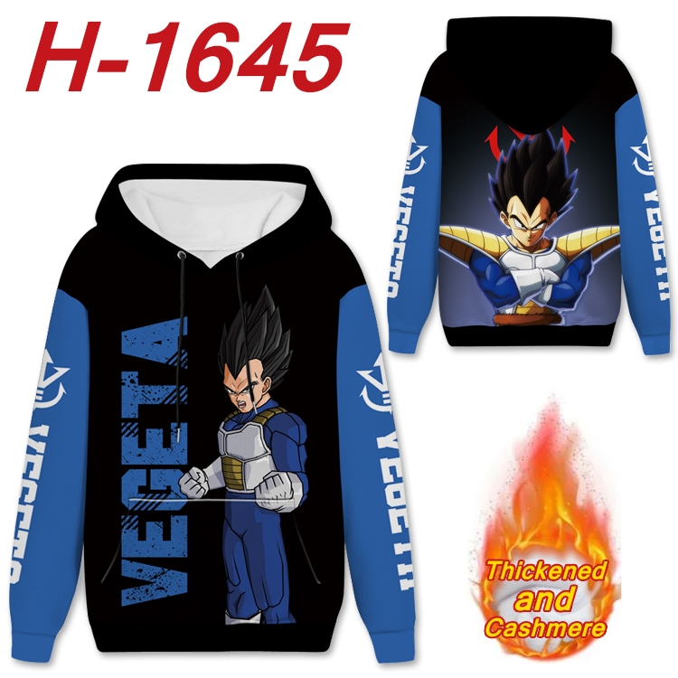 DRAGON BALL Anime Full Color plus velvet padded pullover hooded sweater from S to 4XL