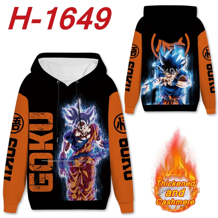 DRAGON BALL Anime Full Color plus velvet padded pullover hooded sweater from S to 4XL H-1649