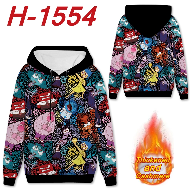 Inside Out Anime Full Color plus velvet padded pullover hooded sweater from S to 4XL H-1554