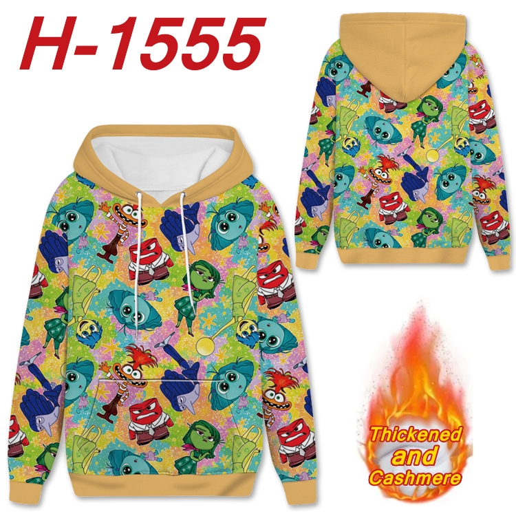 Inside Out Anime Full Color plus velvet padded pullover hooded sweater from S to 4XL  H-1555