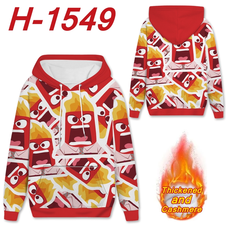 Inside Out Anime Full Color plus velvet padded pullover hooded sweater from S to 4XL H-1549