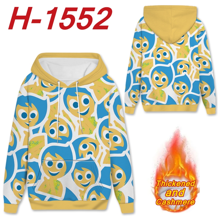 Inside Out Anime Full Color plus velvet padded pullover hooded sweater from S to 4XL H-1552