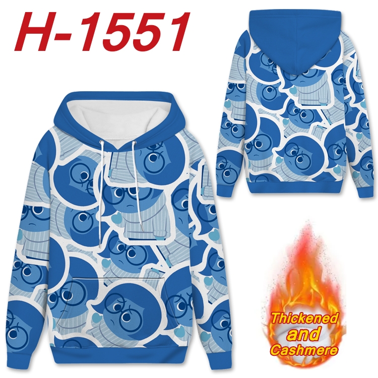 Inside Out Anime Full Color plus velvet padded pullover hooded sweater from S to 4XL  H-1551