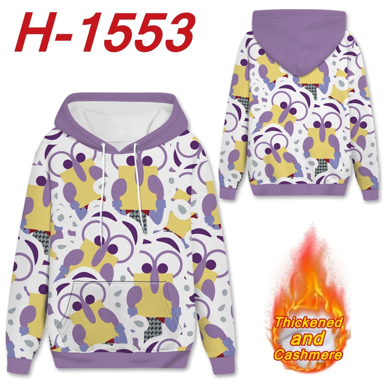 Inside Out Anime Full Color plus velvet padded pullover hooded sweater from S to 4XL  H-1553