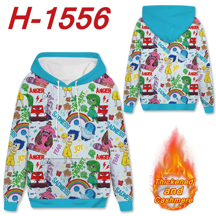 Inside Out Anime Full Color plus velvet padded pullover hooded sweater from S to 4XL H-1556