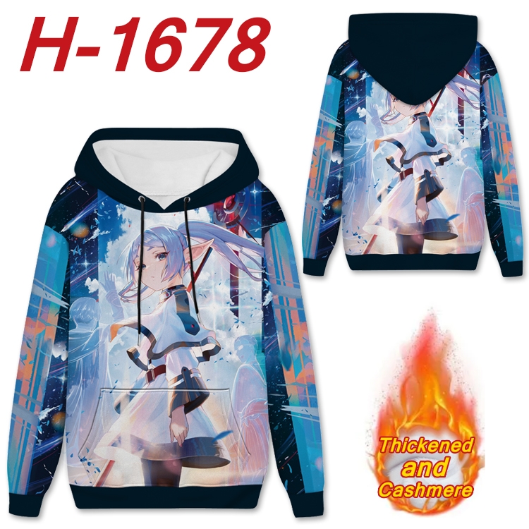 Frieren: Beyond Journey's Anime Full Color plus velvet padded pullover hooded sweater from S to 4XL  H-1678