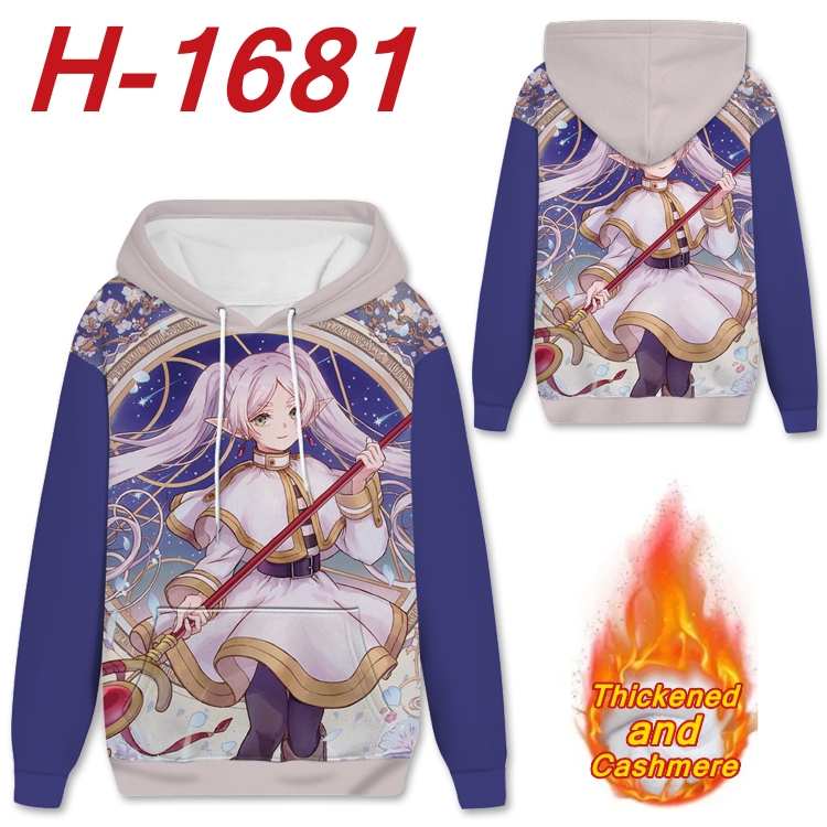 Frieren: Beyond Journey's Anime Full Color plus velvet padded pullover hooded sweater from S to 4XL  H-1681