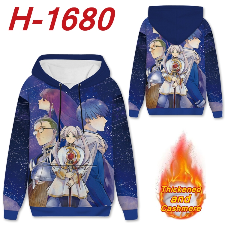 Frieren: Beyond Journey's Anime Full Color plus velvet padded pullover hooded sweater from S to 4XL  H-1680