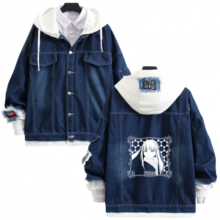 Frieren: Beyond Journey's anime stitching denim jacket top sweater from S to 4XL