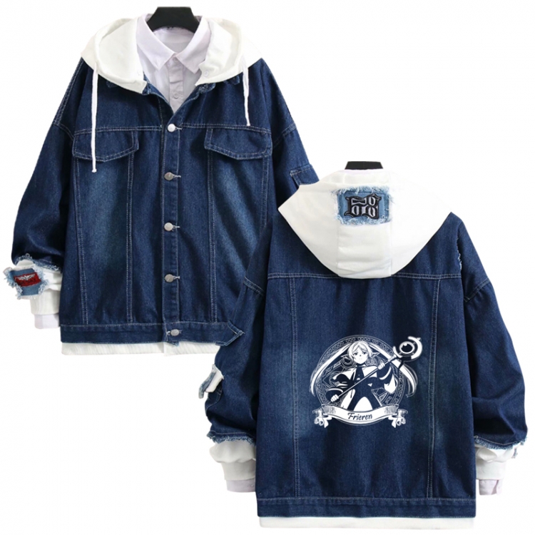 Frieren: Beyond Journey's anime stitching denim jacket top sweater from S to 4XL