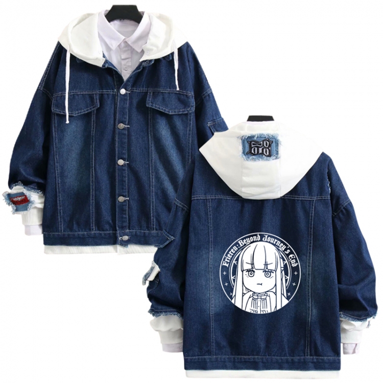 Frieren: Beyond Journey's anime stitching denim jacket top sweater from S to 4XL