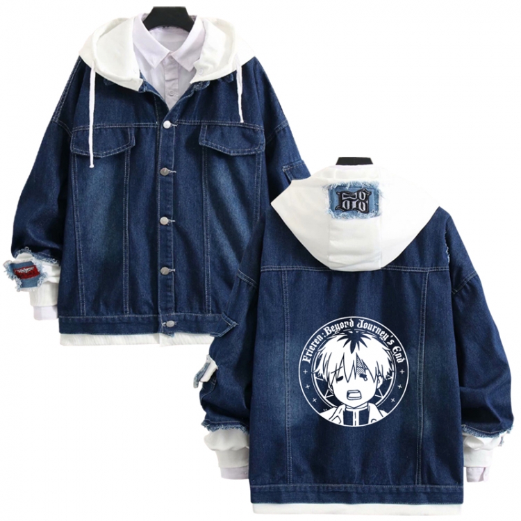 Frieren: Beyond Journey's anime stitching denim jacket top sweater from S to 4XL