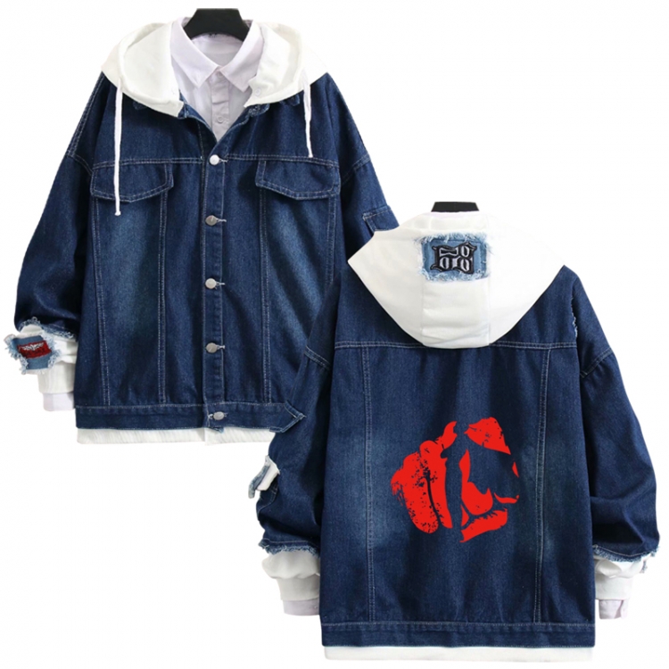  One Punch Man anime stitching denim jacket top sweater from S to 4XL