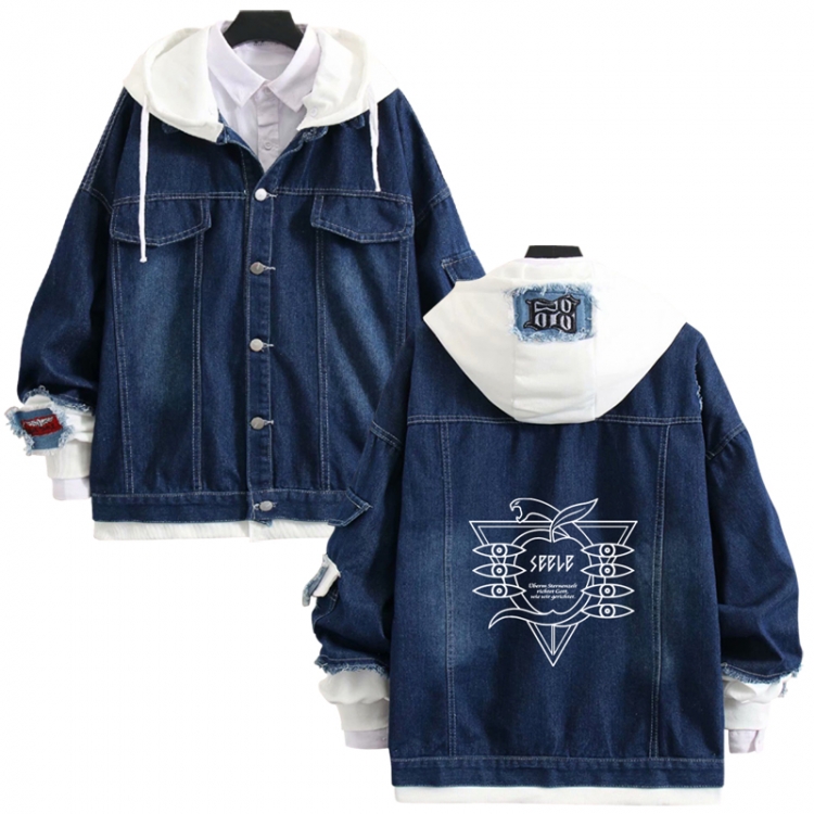 EVA anime stitching denim jacket top sweater from S to 4XL