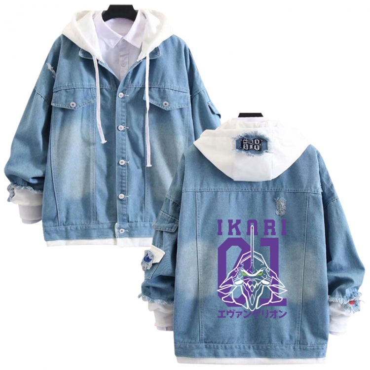 EVA anime stitching denim jacket top sweater from S to 4XL