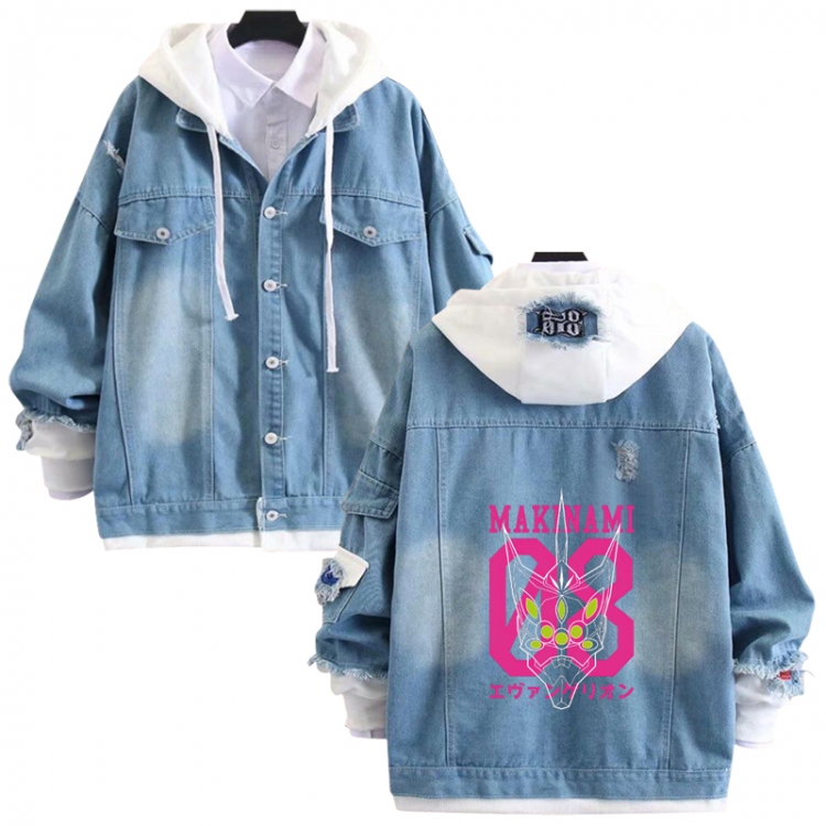 EVA anime stitching denim jacket top sweater from S to 4XL