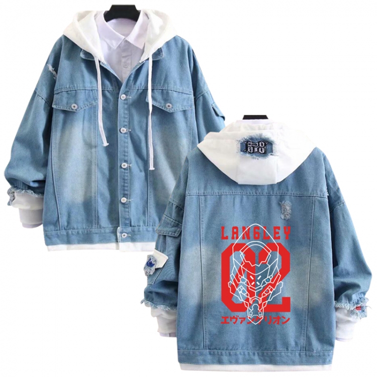 EVA anime stitching denim jacket top sweater from S to 4XL