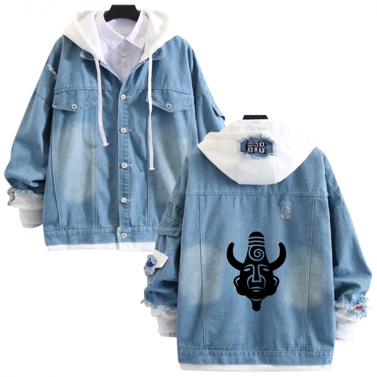 Supernatural anime stitching denim jacket top sweater from S to 4XL