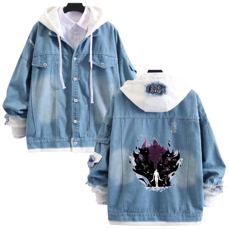 Solo Leveling:Arise anime stitching denim jacket top sweater from S to 4XL