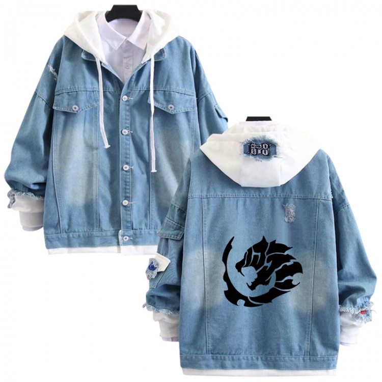 Solo Leveling:Arise anime stitching denim jacket top sweater from S to 4XL