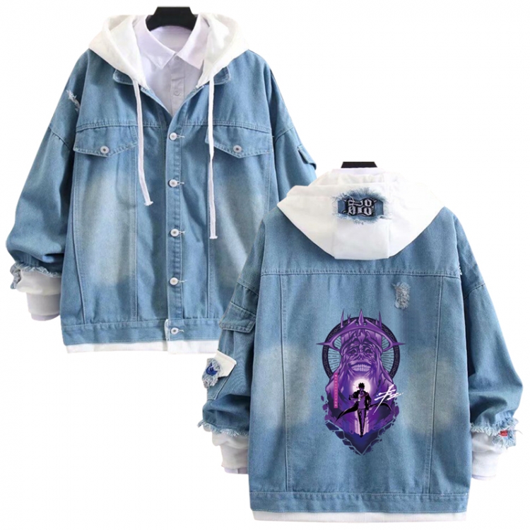 Solo Leveling:Arise anime stitching denim jacket top sweater from S to 4XL