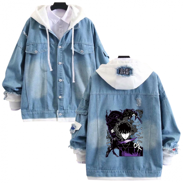 Solo Leveling:Arise anime stitching denim jacket top sweater from S to 4XL