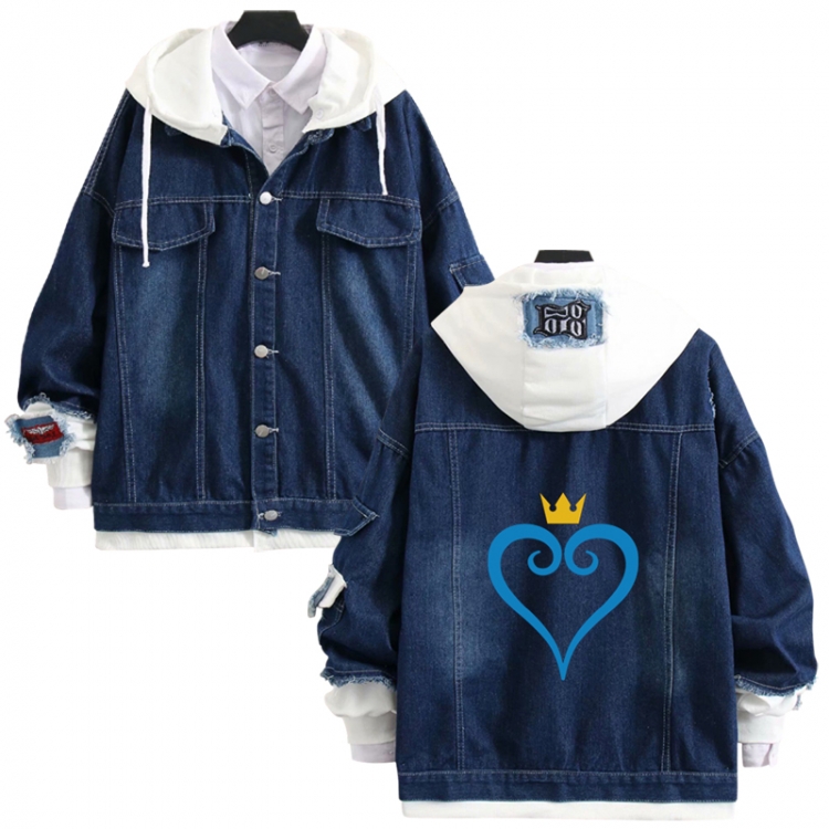 kingdom hearts anime stitching denim jacket top sweater from S to 4XL