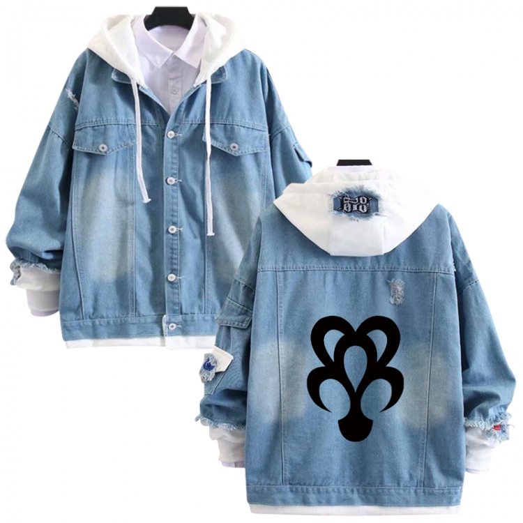 kingdom hearts anime stitching denim jacket top sweater from S to 4XL