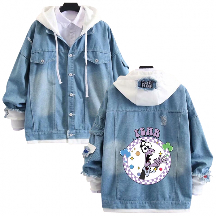 Inside Out anime stitching denim jacket top sweater from S to 4XL