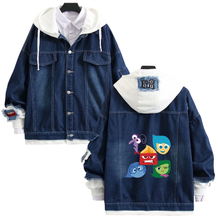 Inside Out anime stitching denim jacket top sweater from S to 4XL