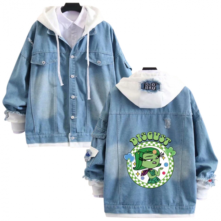 Inside Out anime stitching denim jacket top sweater from S to 4XL