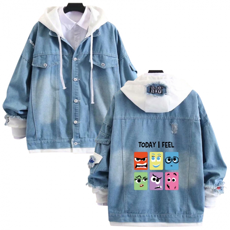 Inside Out anime stitching denim jacket top sweater from S to 4XL