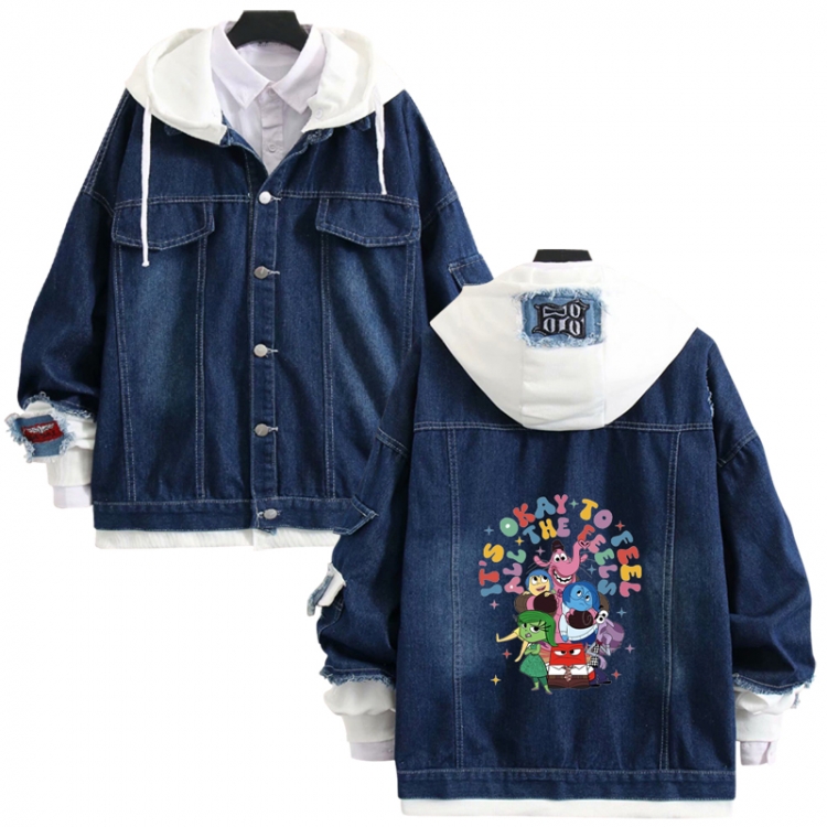 Inside Out anime stitching denim jacket top sweater from S to 4XL