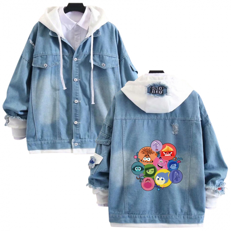 Inside Out anime stitching denim jacket top sweater from S to 4XL