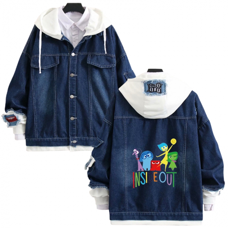 Inside Out anime stitching denim jacket top sweater from S to 4XL