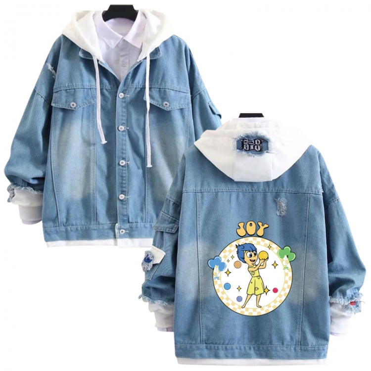 Inside Out anime stitching denim jacket top sweater from S to 4XL