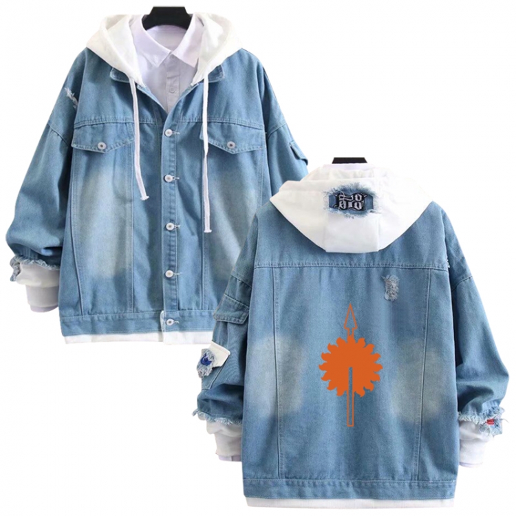  Game of Thrones anime stitching denim jacket top sweater from S to 4XL