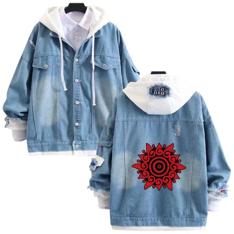 The wizard of the de anime stitching denim jacket top sweater from S to 4XL