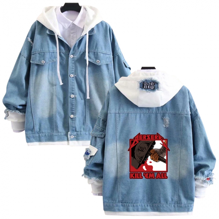 Berserk anime stitching denim jacket top sweater from S to 4XL