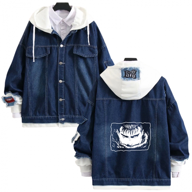 Berserk anime stitching denim jacket top sweater from S to 4XL