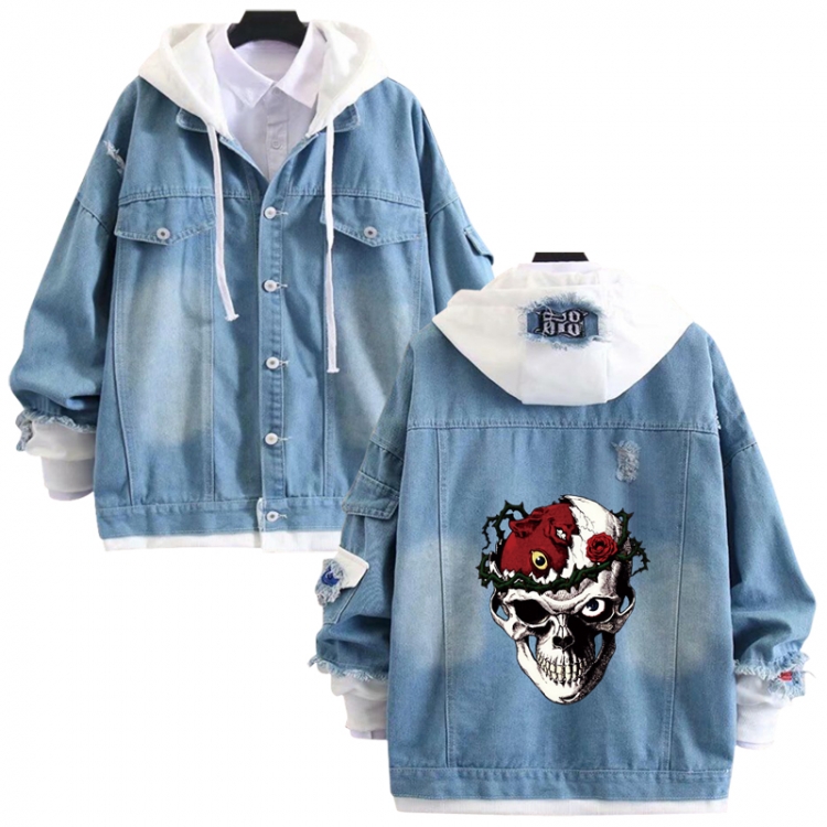 Berserk anime stitching denim jacket top sweater from S to 4XL