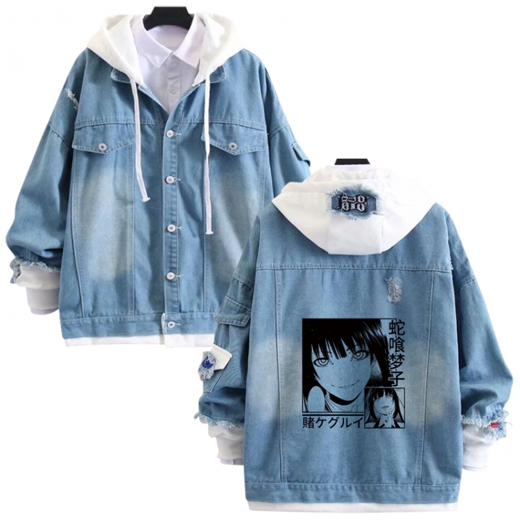 Kakegurui anime stitching denim jacket top sweater from S to 4XL